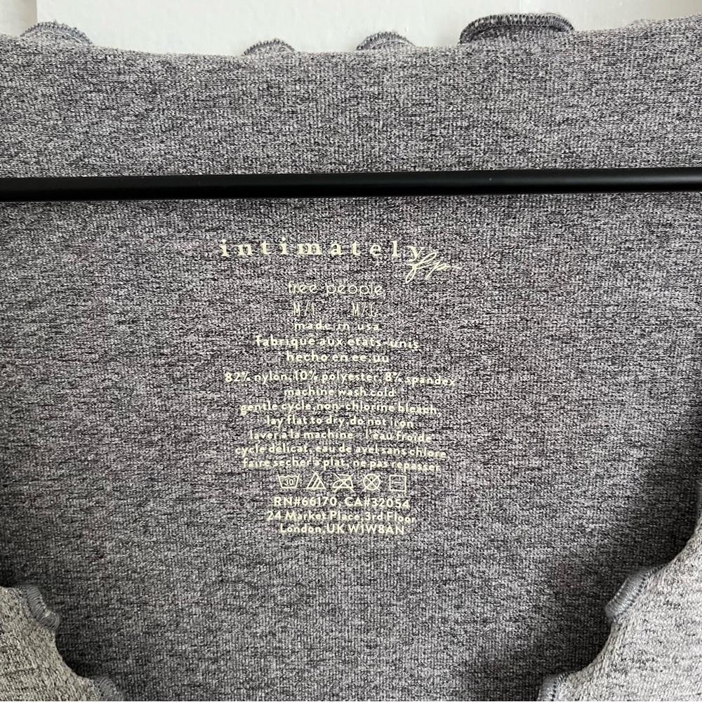 Free People Heathered Grey Seamless V-Neck Top - Picture 2 of 3